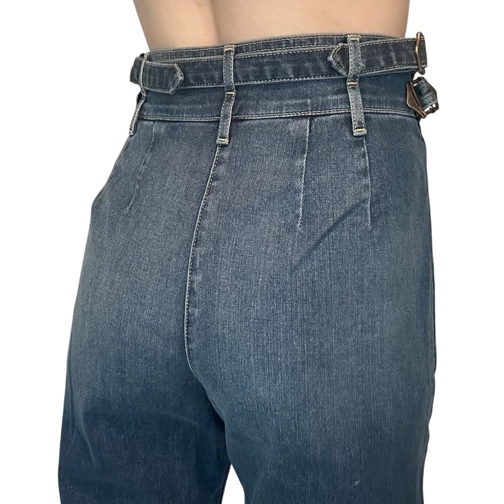 Colovos Jeans Buckle Waist Blue Denim Straight Barrel Leg Size 2 Extra Small New - Picture 4 of 9